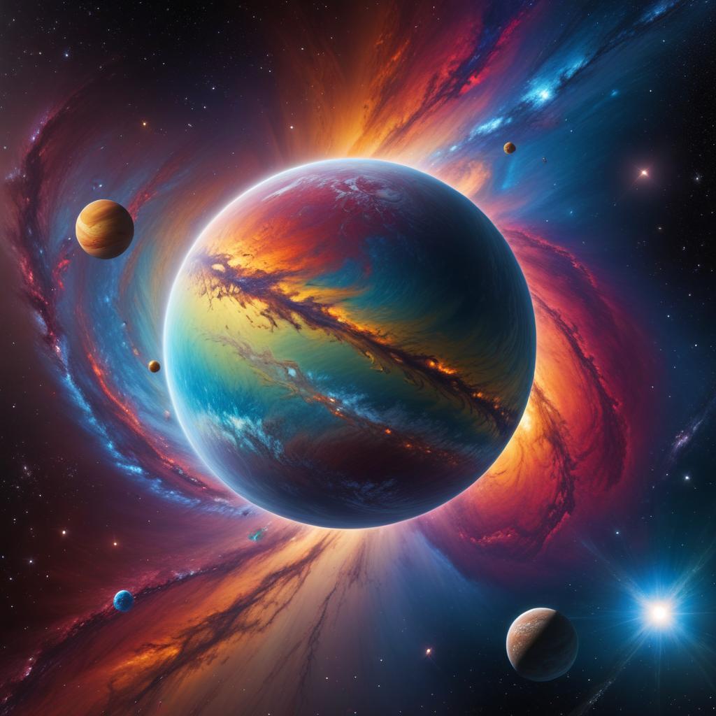 Colorful universe with planets and nebula Colorful universe with planets and nebula