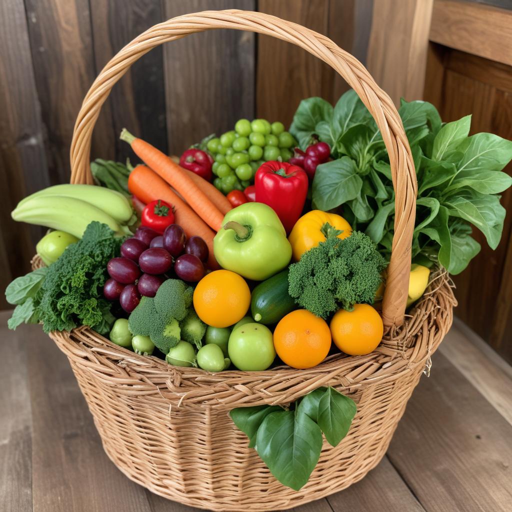 Colorful harvest basket of fresh produce Colorful harvest basket of fresh produce