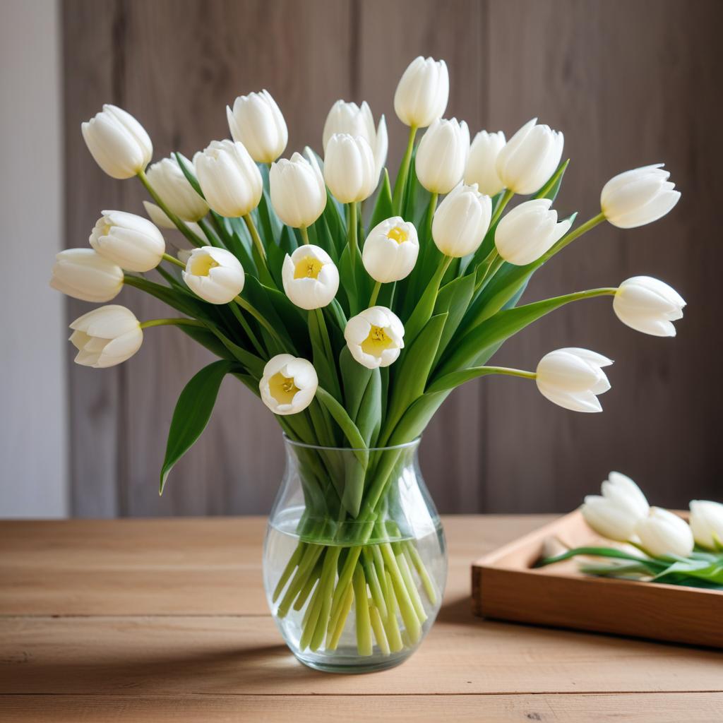 Fresh white tulips in a vase Fresh white tulips in a vase