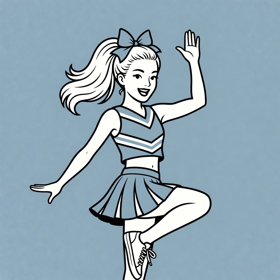 Cheerleader performing lively dance routine Cheerleader performing lively dance routine