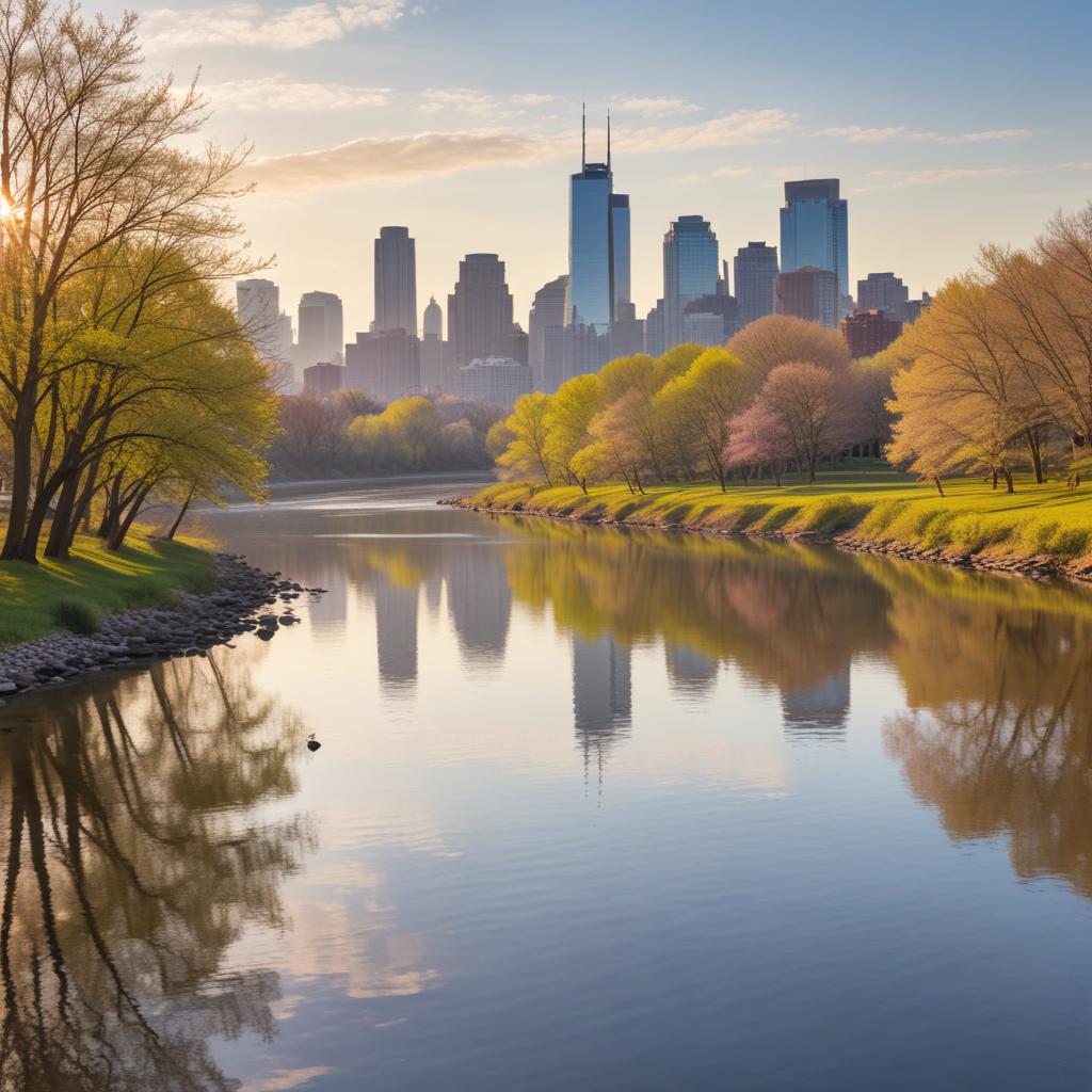 Morning skyline view at river Morning skyline view at river
