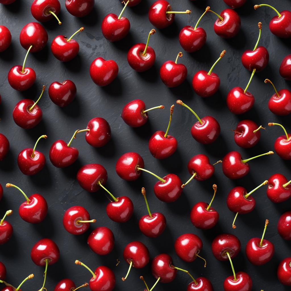 Rows of fresh red cherries Rows of fresh red cherries