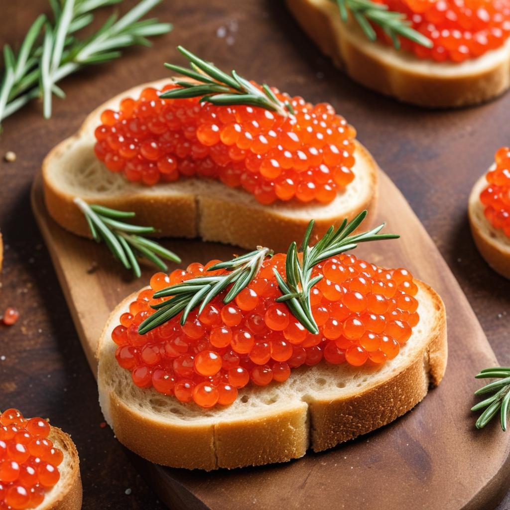Delicious red caviar on bread Delicious red caviar on bread