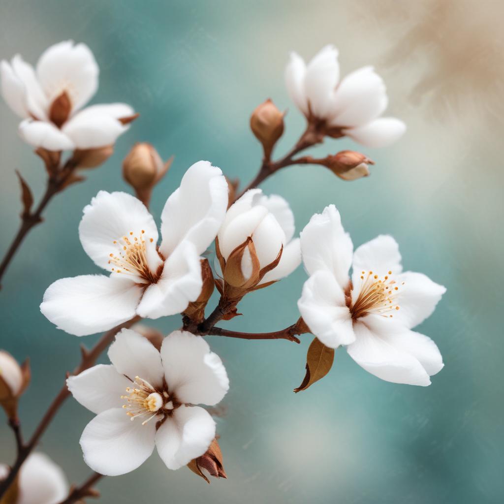 White flowers on branch bloom in spring White flowers on branch bloom in spring