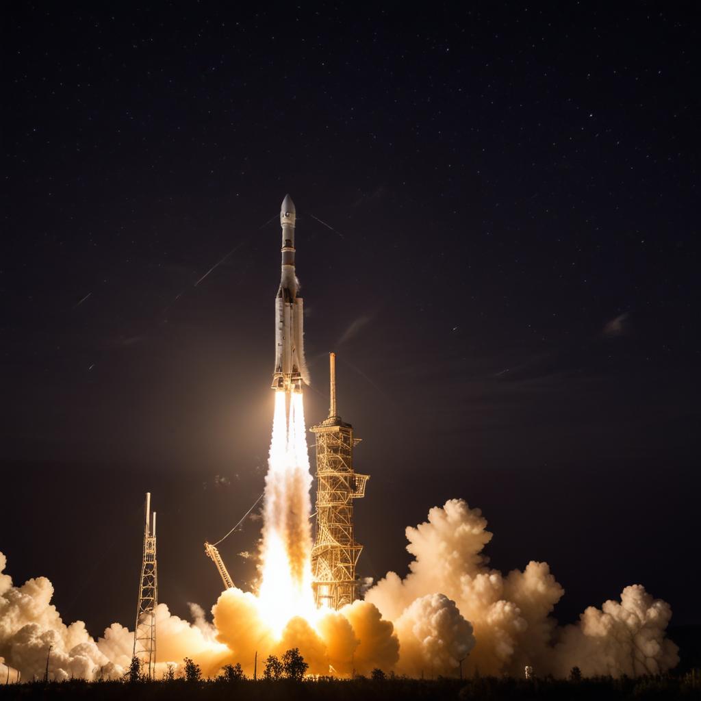 Rocket launch at night Rocket launch at night