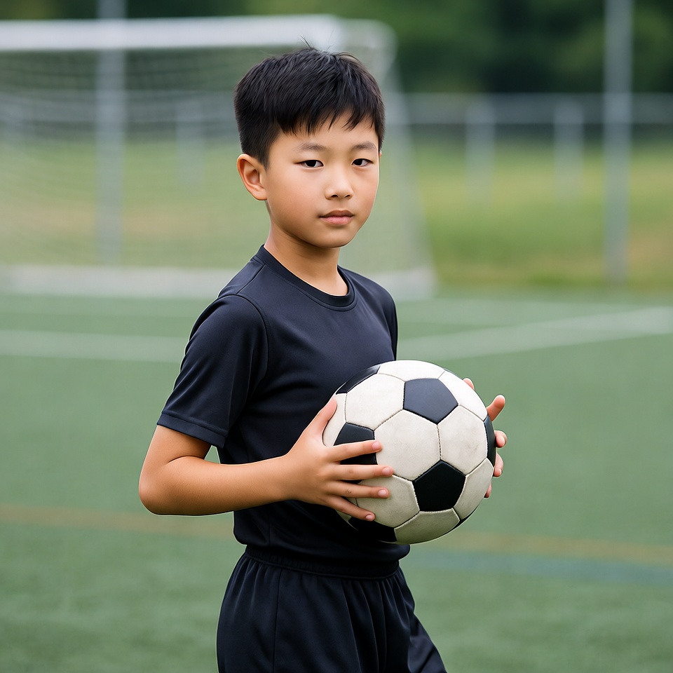 Young athlete holding a soccer ball Young athlete holding a soccer ball