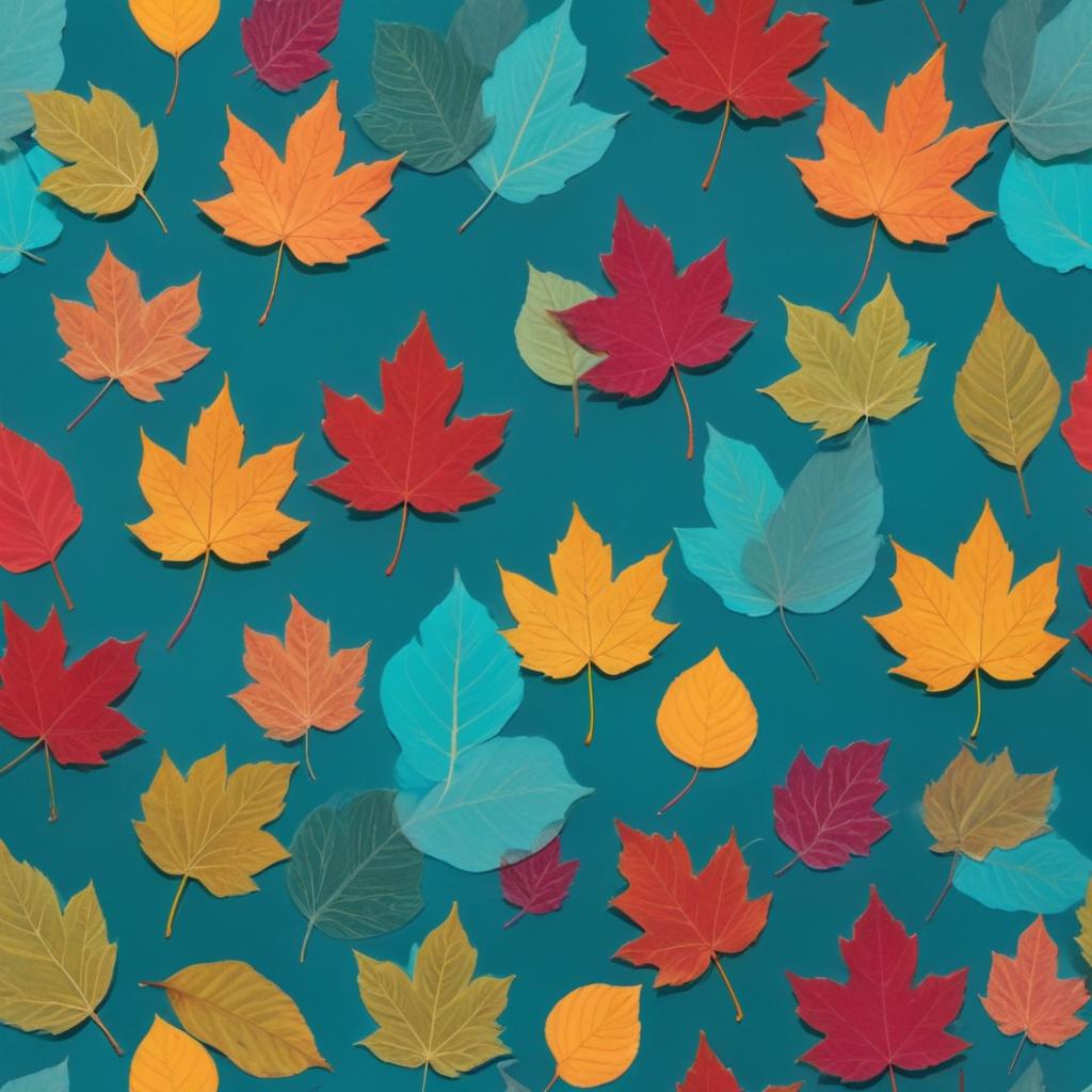 Colorful autumn leaves on teal background Colorful autumn leaves on teal background