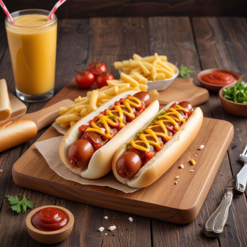 Enjoying classic hot dogs and fries Enjoying classic hot dogs and fries