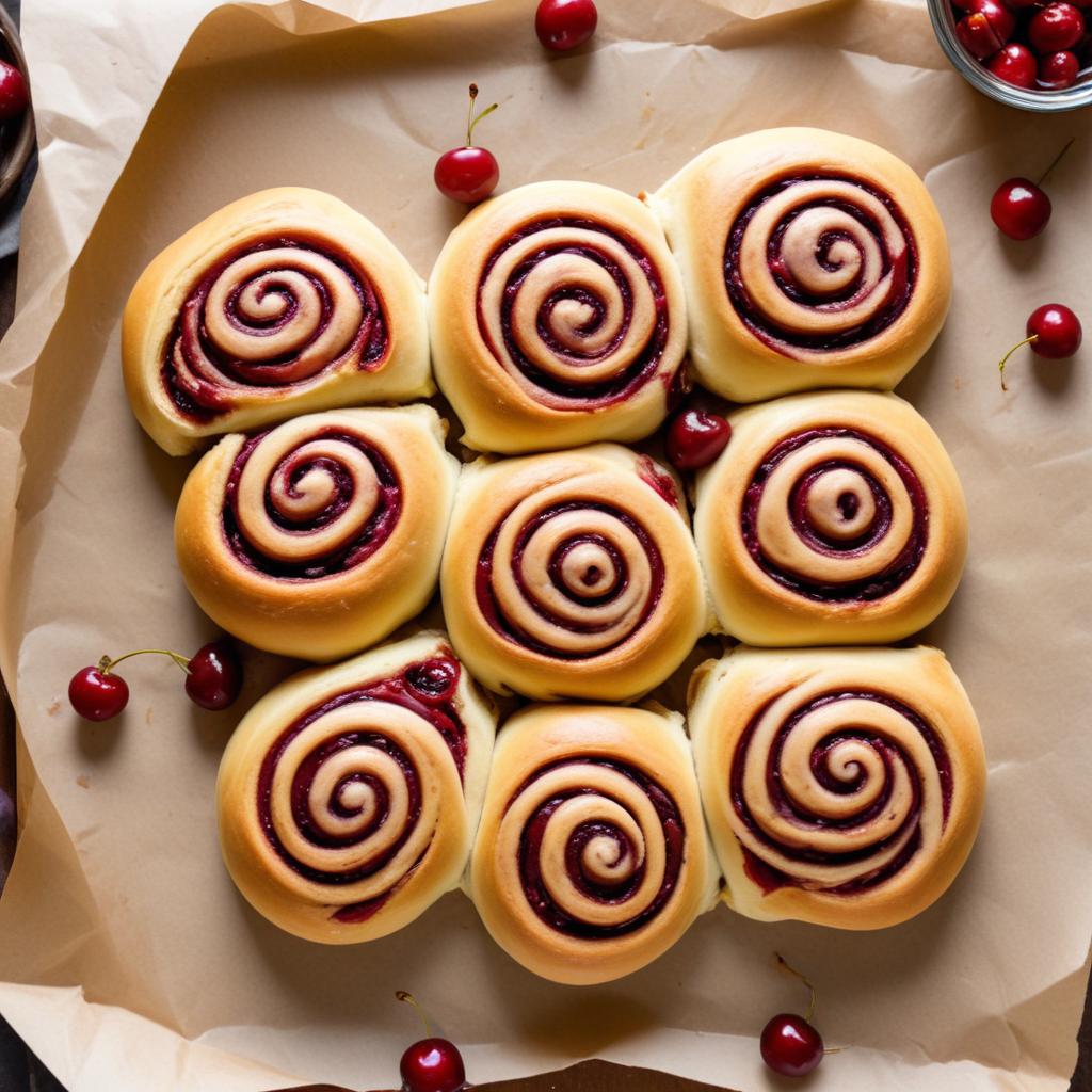 Cherry swirl rolls fresh from the oven Cherry swirl rolls fresh from the oven