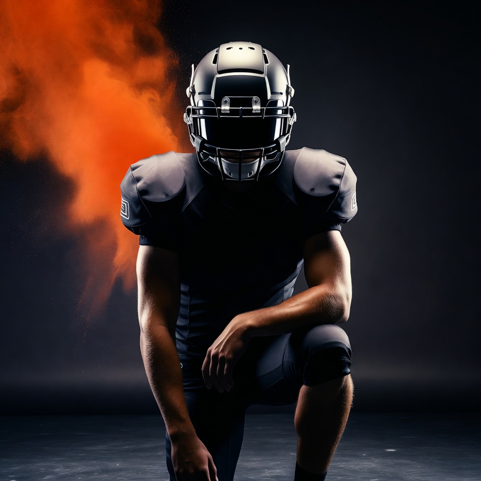 Football player in dynamic pose Football player in dynamic pose