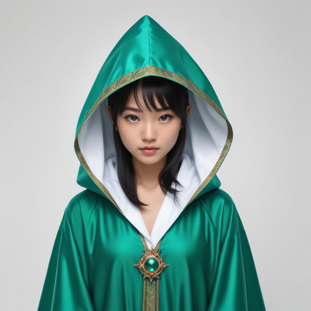 Young woman in green cloak Young woman in green cloak