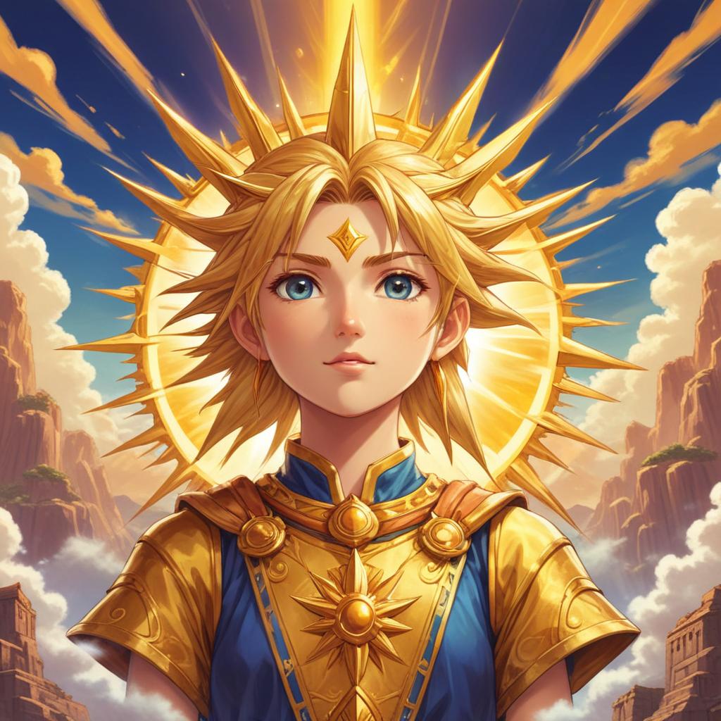 Radiant hero in a golden realm Radiant hero in a golden realm