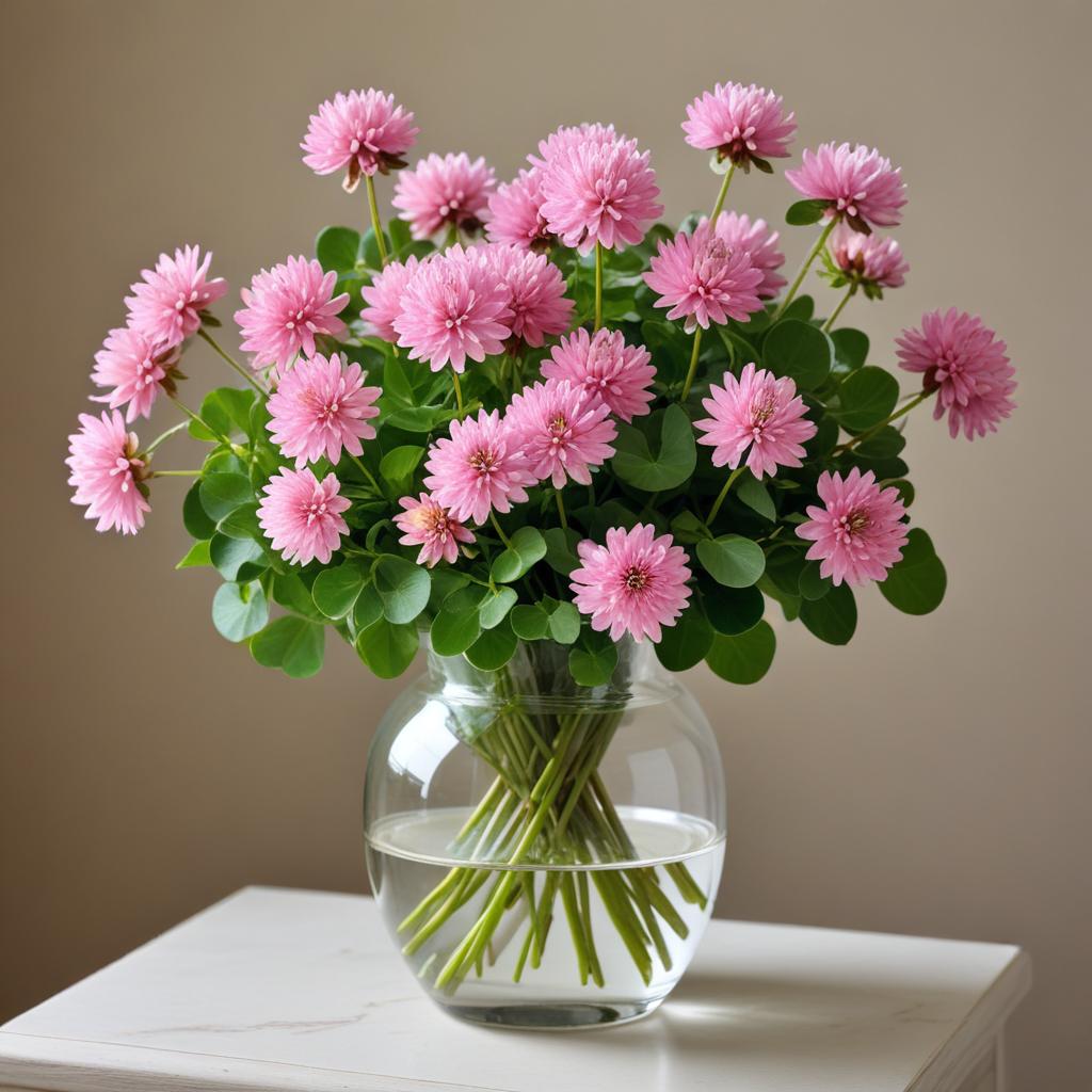 Bright pink flowers in glass vase Bright pink flowers in glass vase