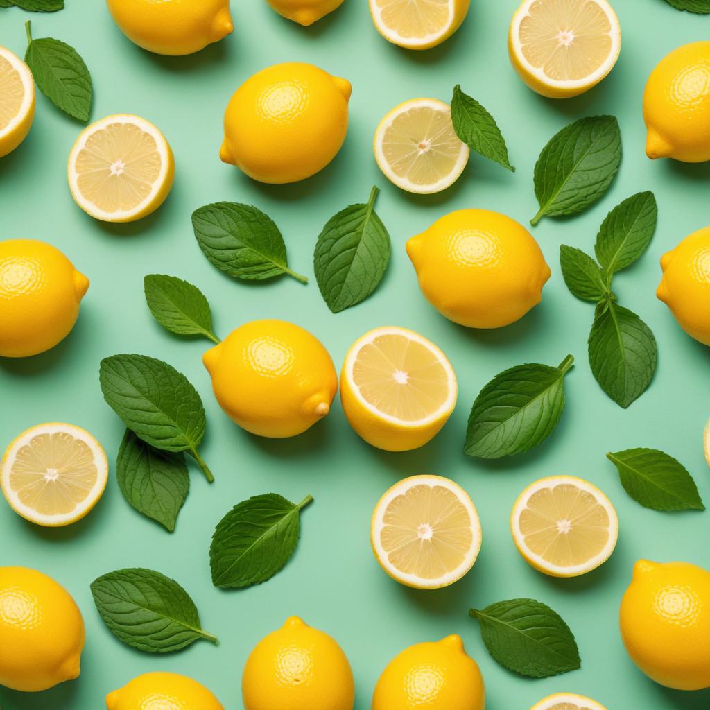 Fresh lemons and mint leaves arrangement Fresh lemons and mint leaves arrangement