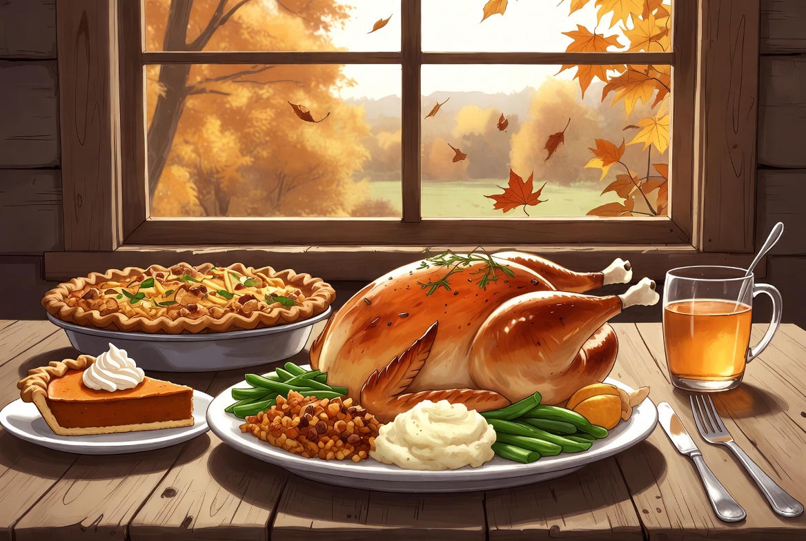 Thanksgiving feast by the window Thanksgiving feast by the window