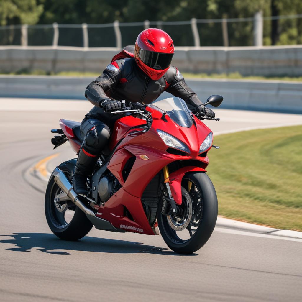 Red motorcycle racing on track Red motorcycle racing on track