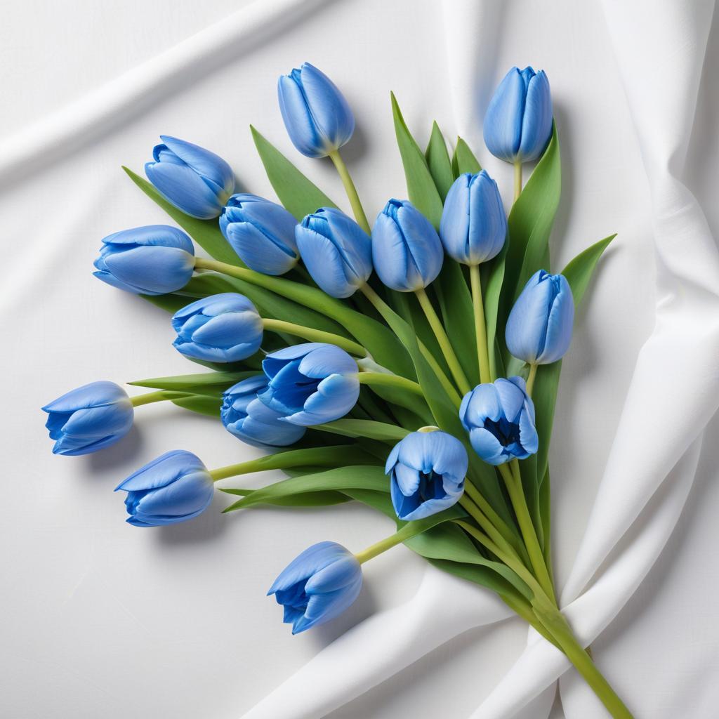 Blue tulip bouquet on soft fabric Blue tulip bouquet on soft fabric