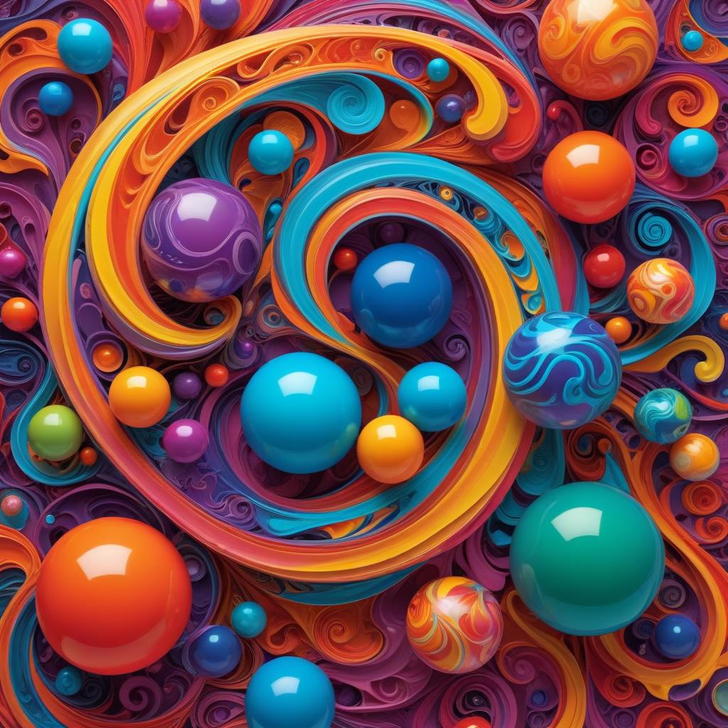 Colorful abstract swirl with spheres Colorful abstract swirl with spheres