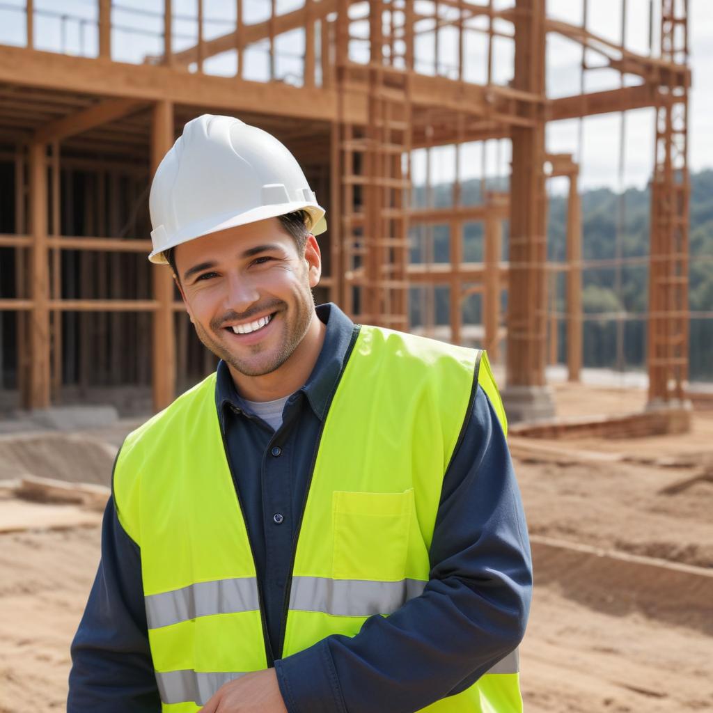 Smiling construction worker on site Smiling construction worker on site