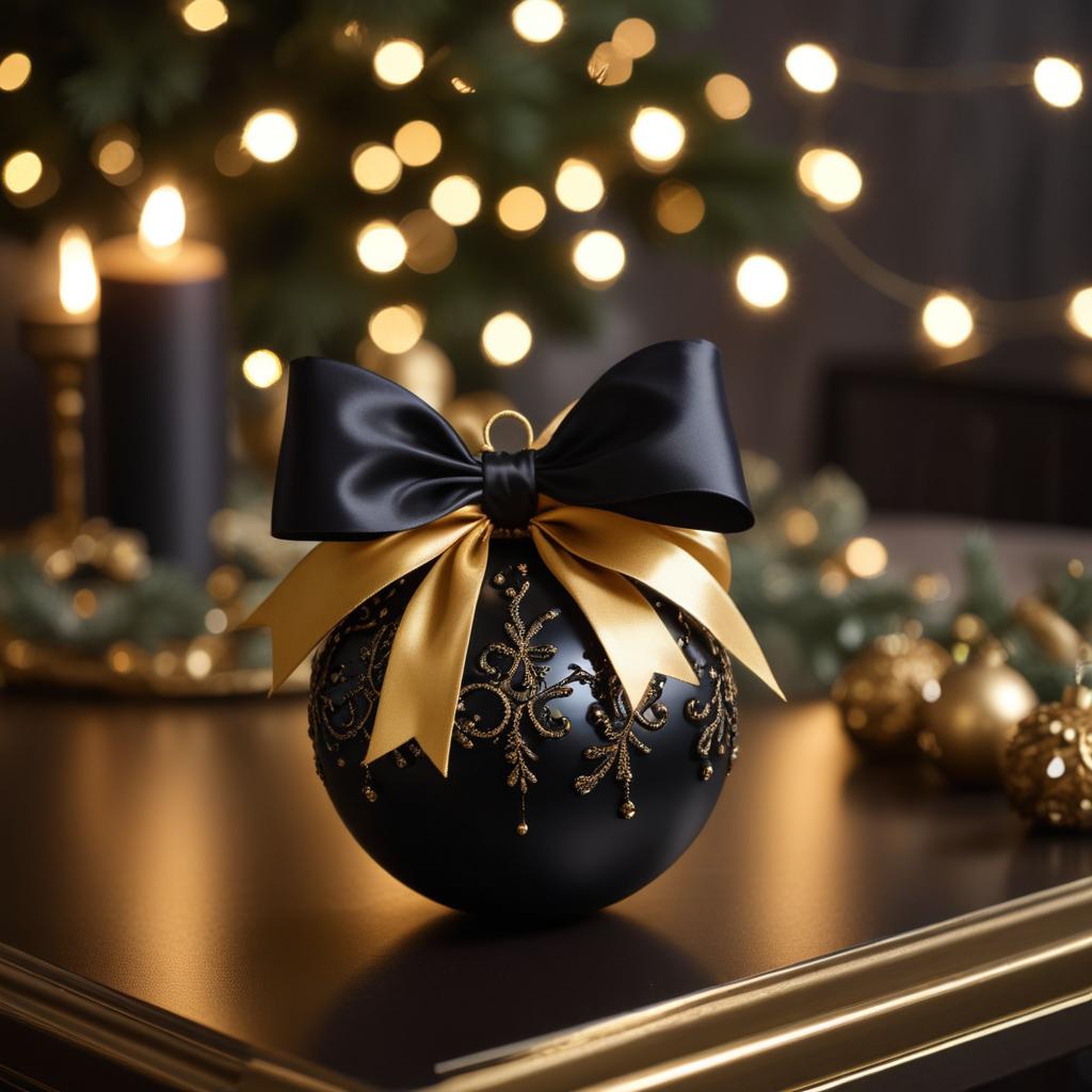 Elegant black ornament with gold accents Elegant black ornament with gold accents