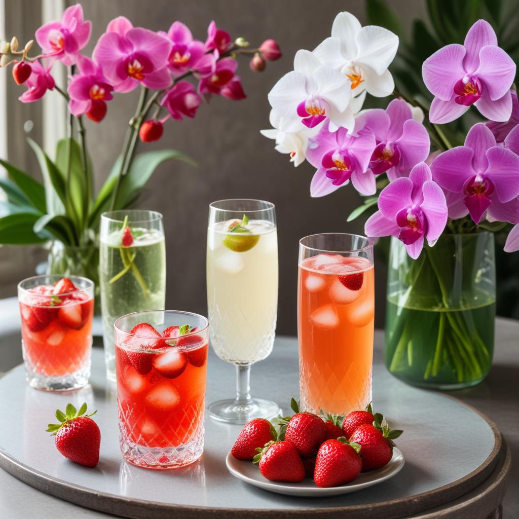Refreshing drinks with vibrant flowers Refreshing drinks with vibrant flowers