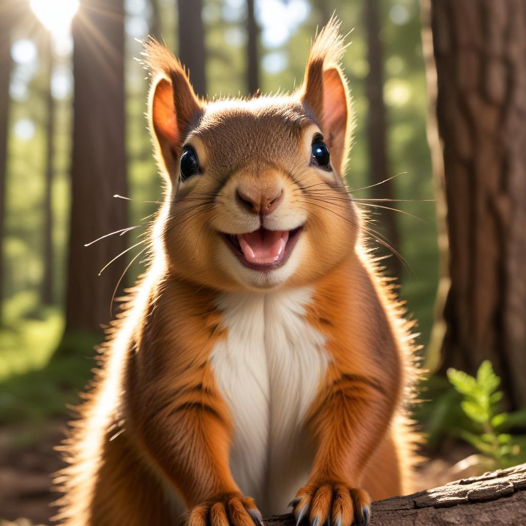 Happy squirrel in sunlit forest Happy squirrel in sunlit forest