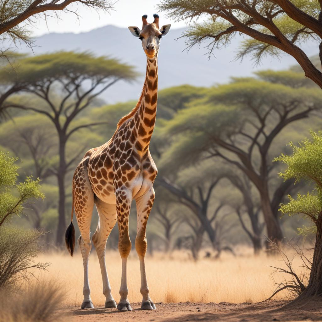 Giraffe standing among acacia trees Giraffe standing among acacia trees