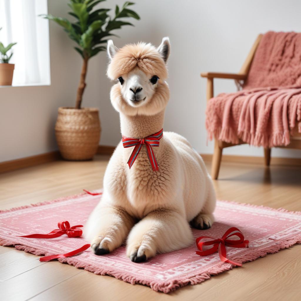 Alpaca in a cozy living room Alpaca in a cozy living room