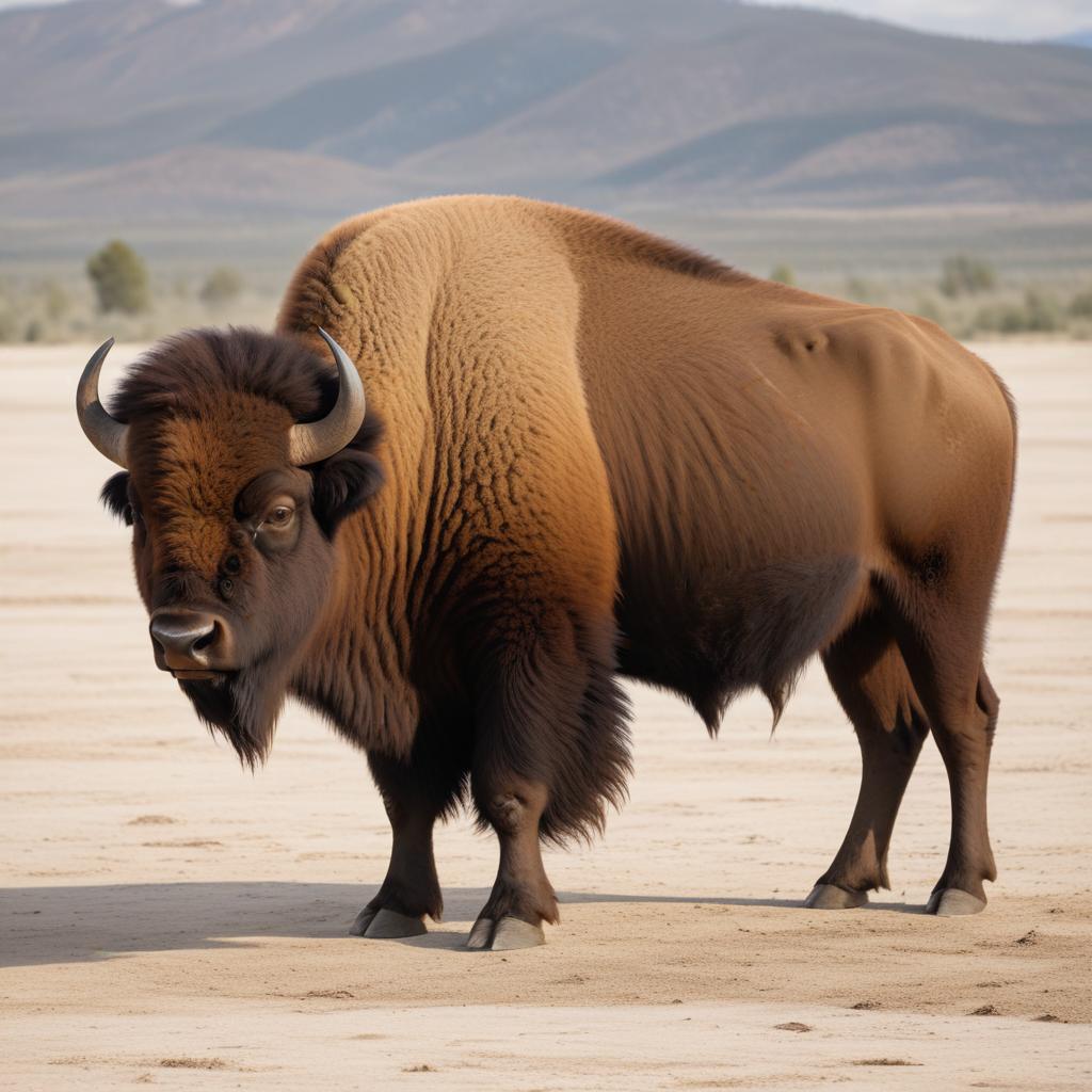 Bison standing in a desert landscape Bison standing in a desert landscape
