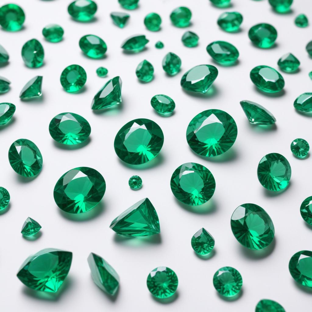 Sparkling green gemstone collection display Sparkling green gemstone collection display