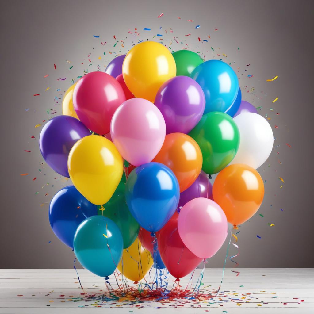 Colorful balloons with confetti display Colorful balloons with confetti display