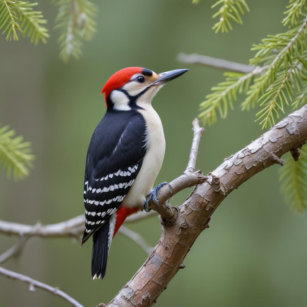 Woodpecker perched on a tree branch Woodpecker perched on a tree branch