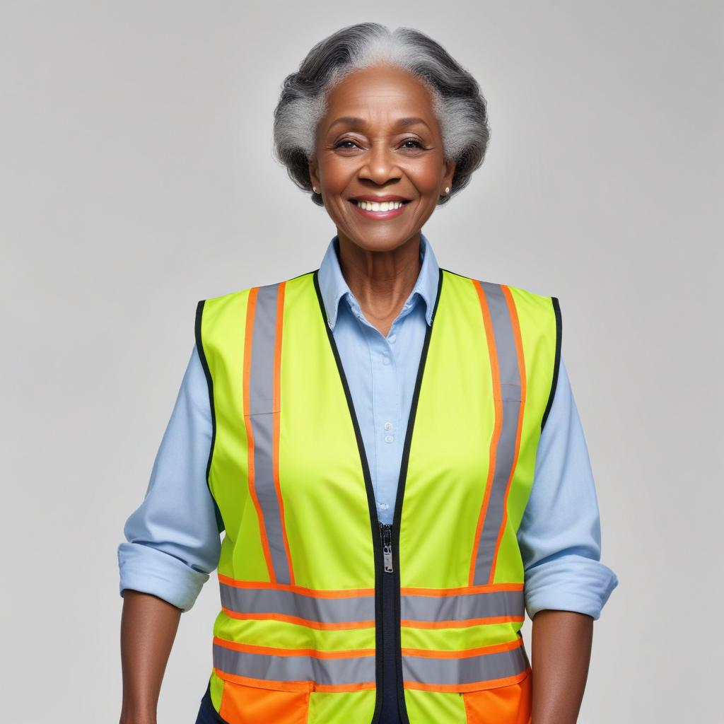 Smiling woman in safety vest Smiling woman in safety vest