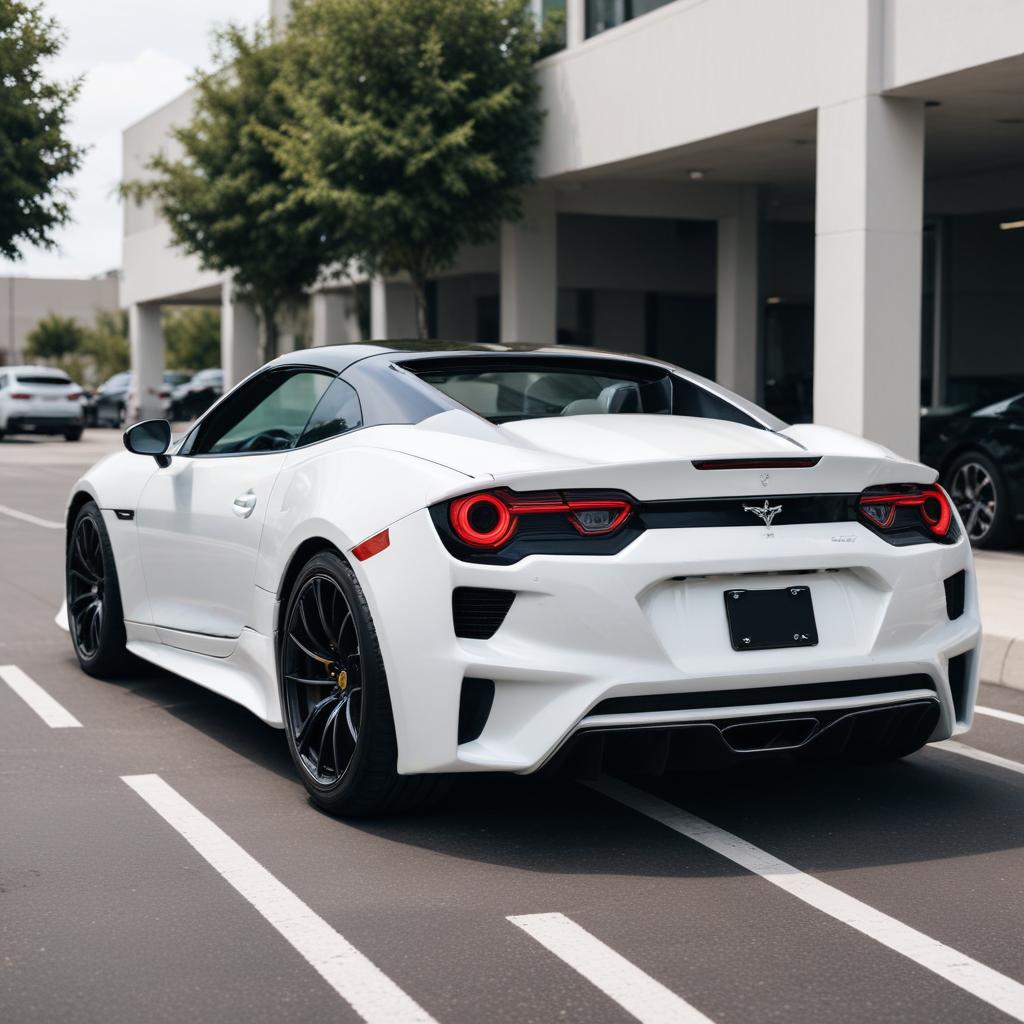 Sporty white car parked outside Sporty white car parked outside