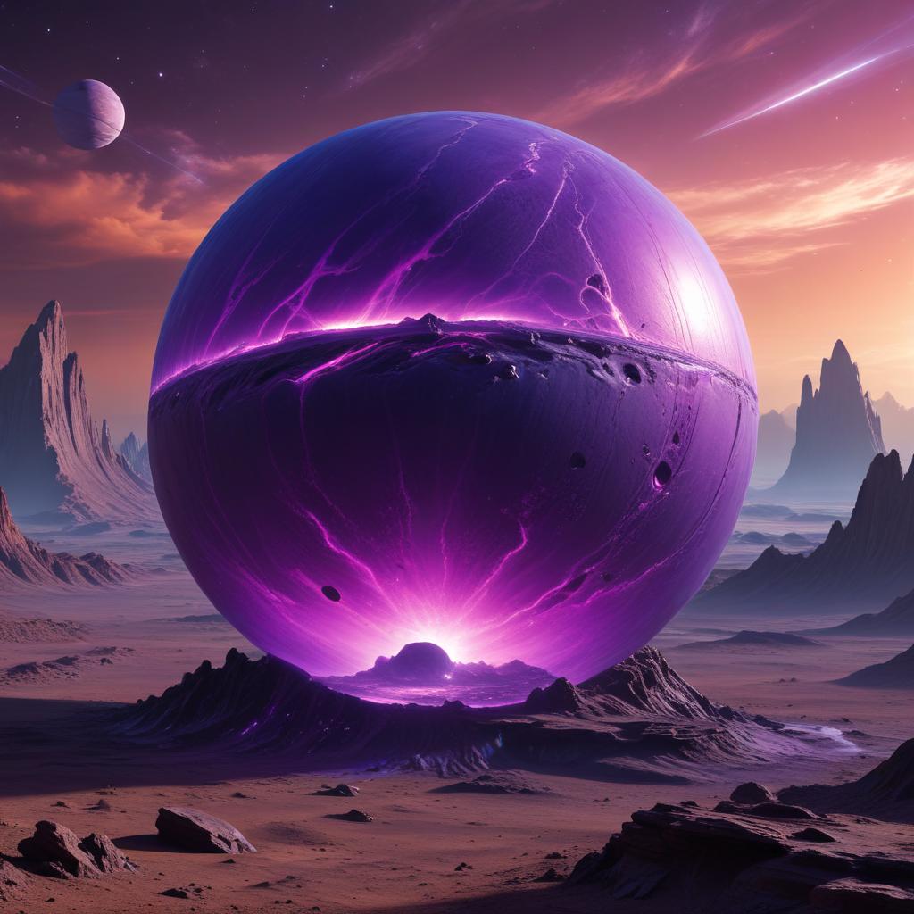Mysterious sphere on alien landscape Mysterious sphere on alien landscape