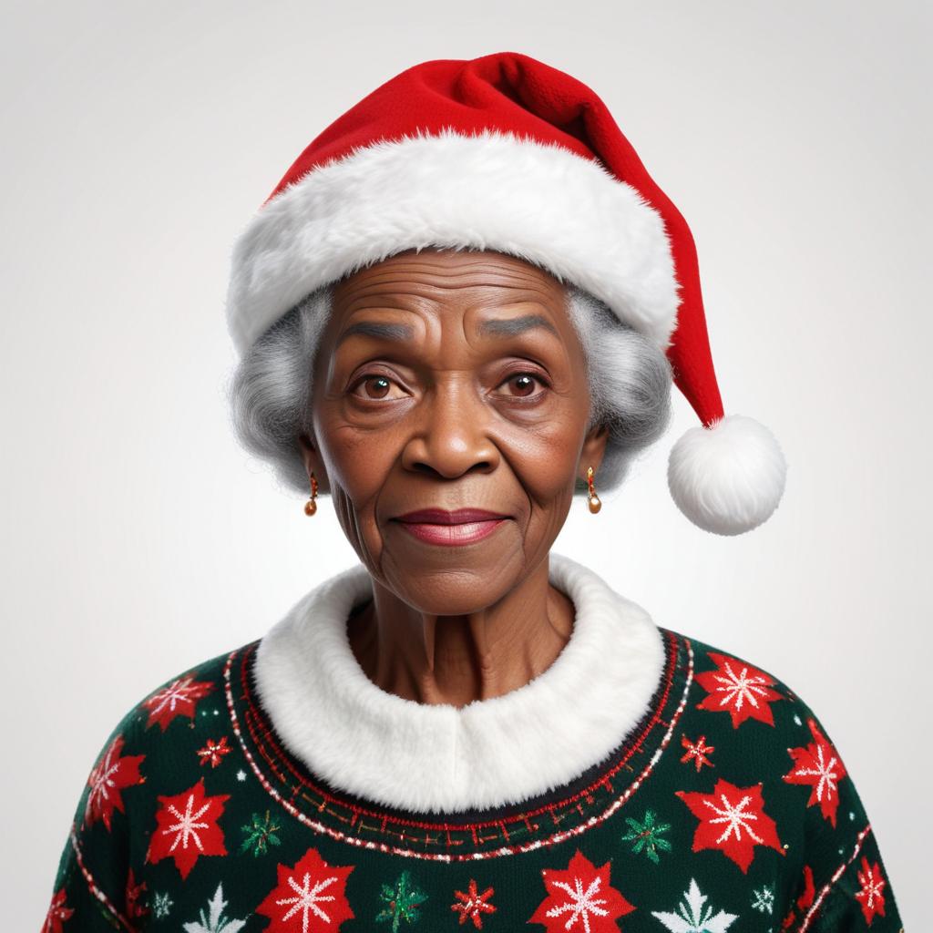 Cheerful elderly woman in christmas attire Cheerful elderly woman in christmas attire