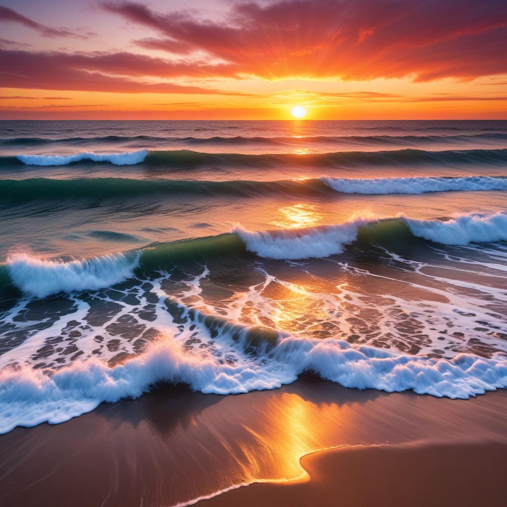 Sunset over calm ocean waves Sunset over calm ocean waves