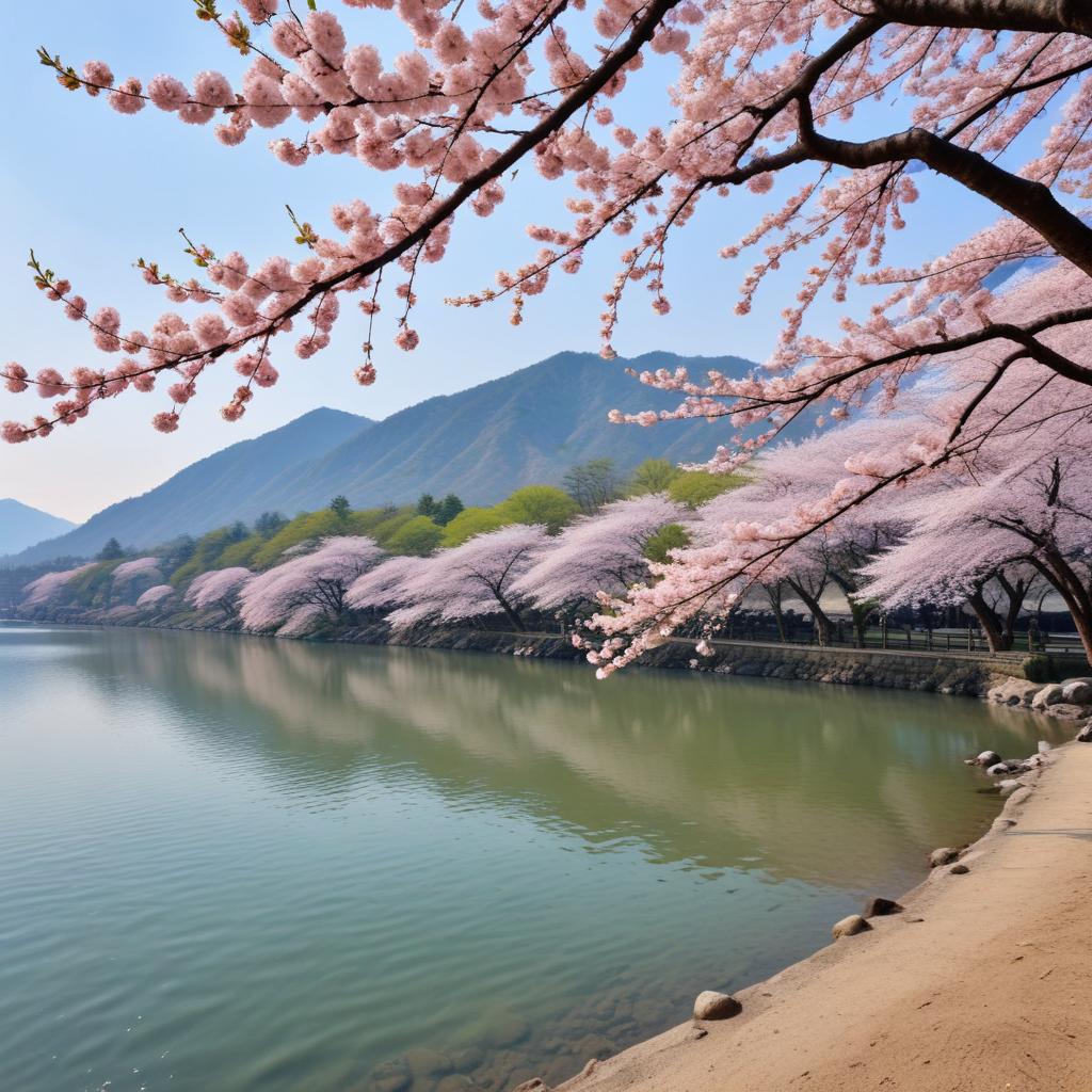Beautiful cherry blossoms by the lake Beautiful cherry blossoms by the lake