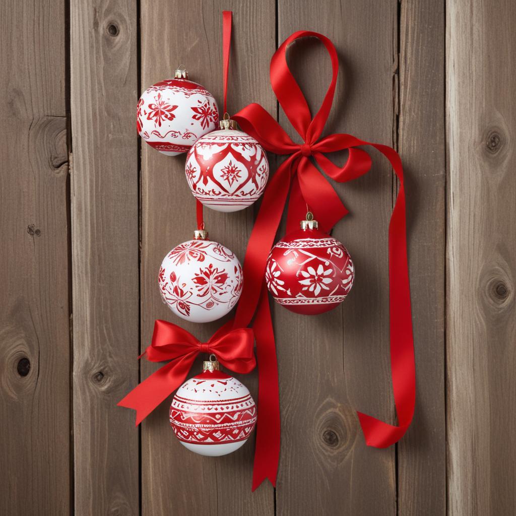 Decorative red and white ornaments hanging Decorative red and white ornaments hanging