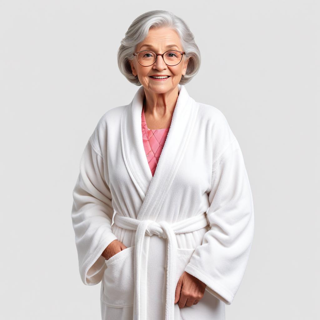Senior woman in cozy robe indoors Senior woman in cozy robe indoors