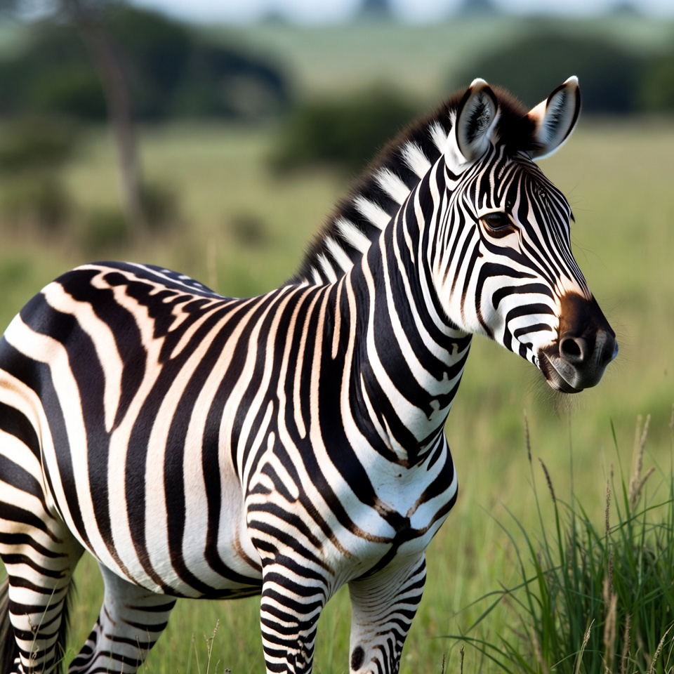 Zebra grazing in green grassland Zebra grazing in green grassland