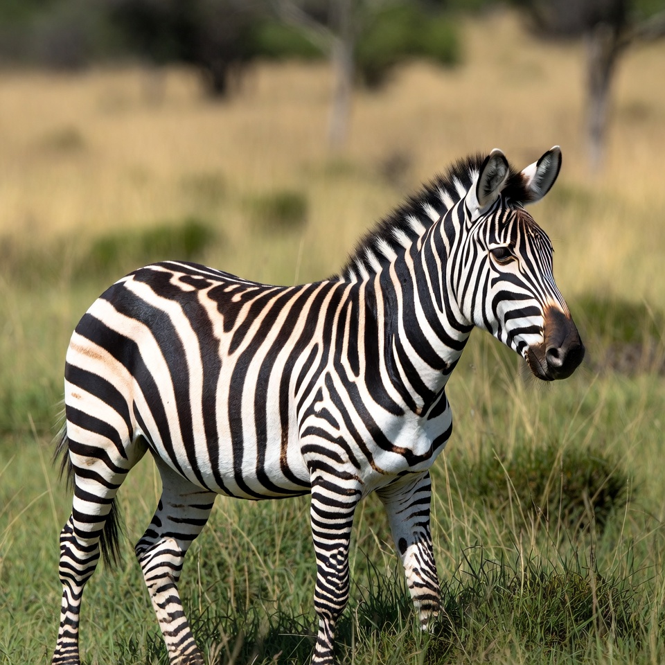 Zebra walking in grassy field Zebra walking in grassy field
