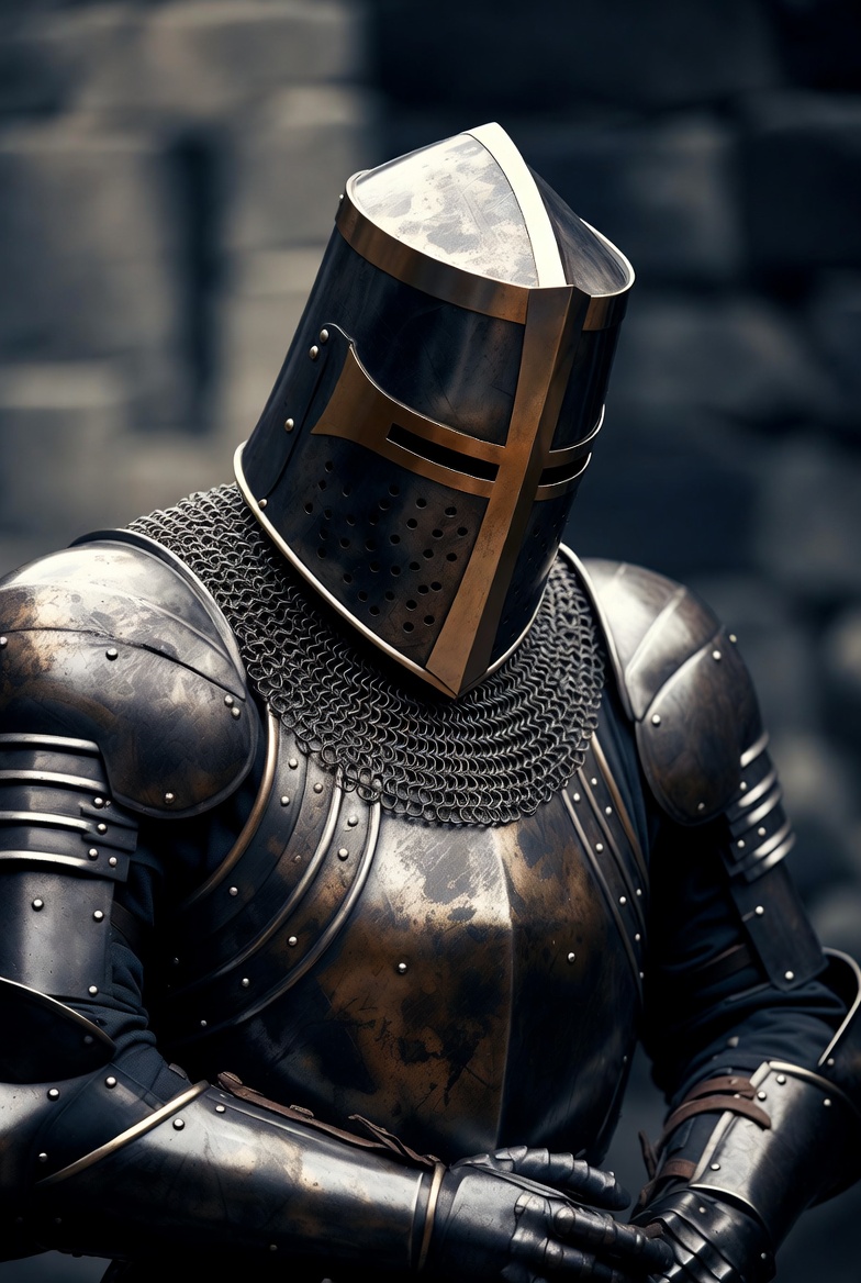 Knight in armor standing proudly Knight in armor standing proudly