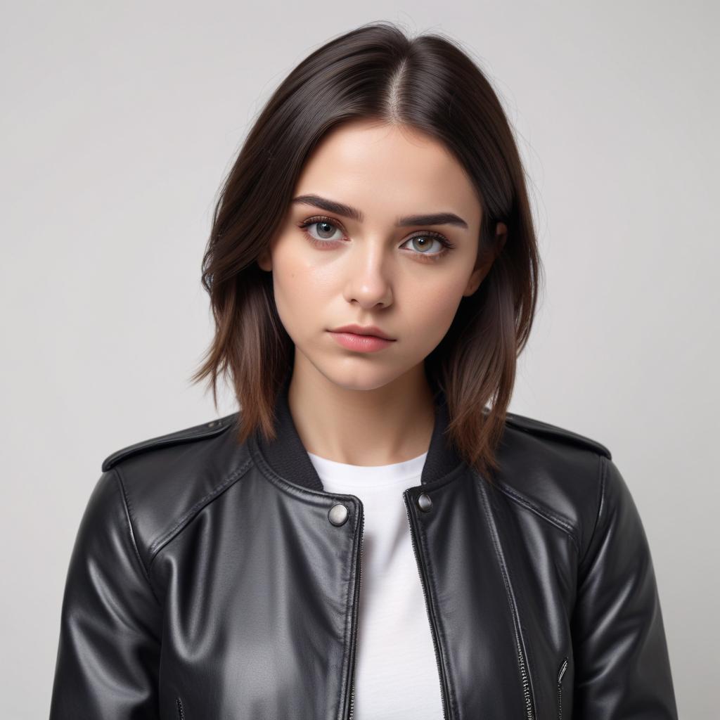 Young woman in stylish leather jacket Young woman in stylish leather jacket