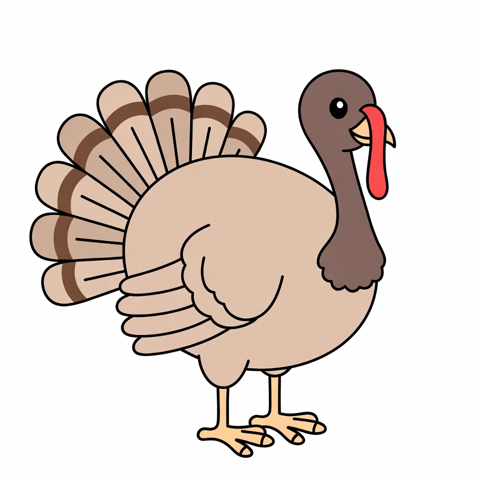 Colorful cartoon turkey standing proudly Colorful cartoon turkey standing proudly