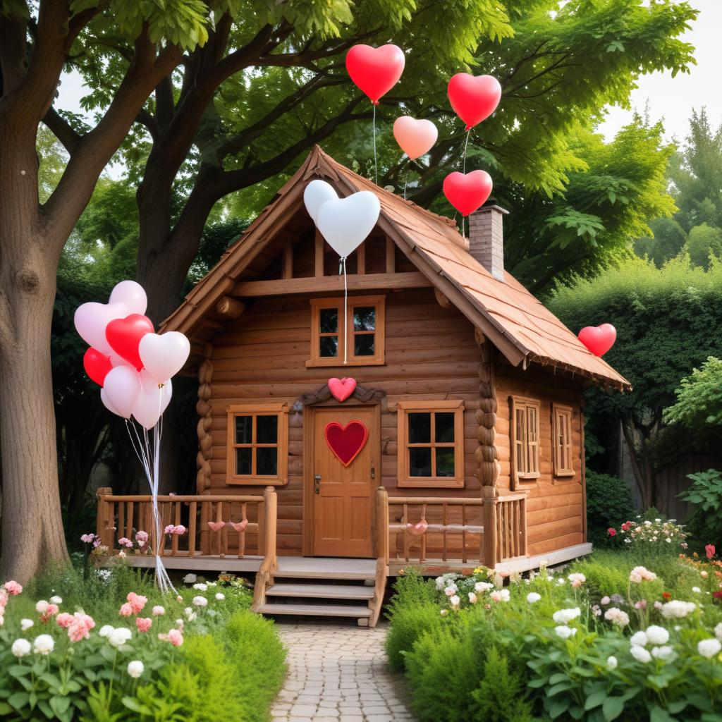 Heart-themed log cabin celebration Heart-themed log cabin celebration