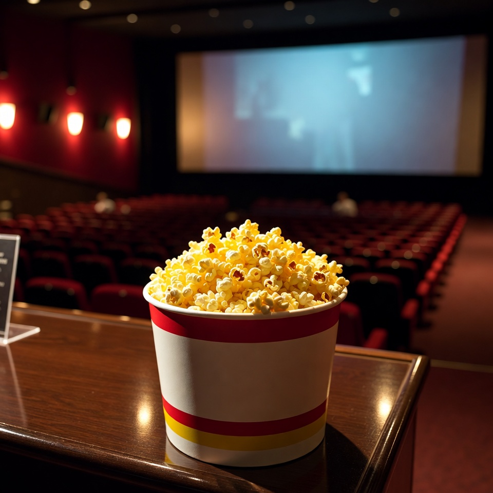 Popcorn bowl in a movie theater Popcorn bowl in a movie theater