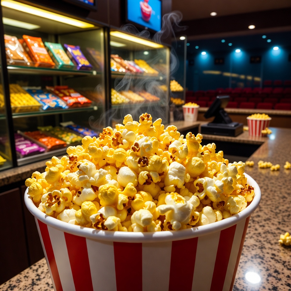Warm popcorn at the movie theater Warm popcorn at the movie theater