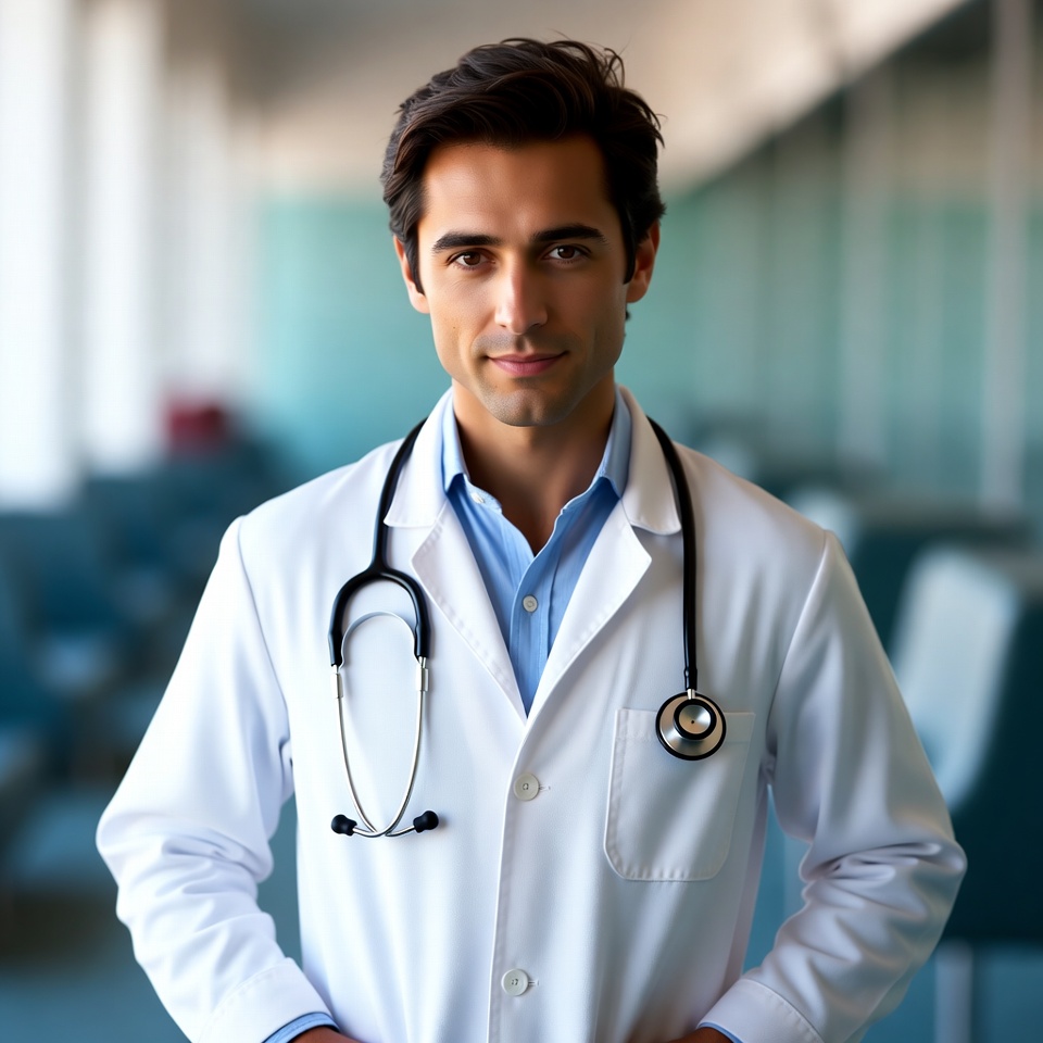 Young doctor in hospital setting Young doctor in hospital setting