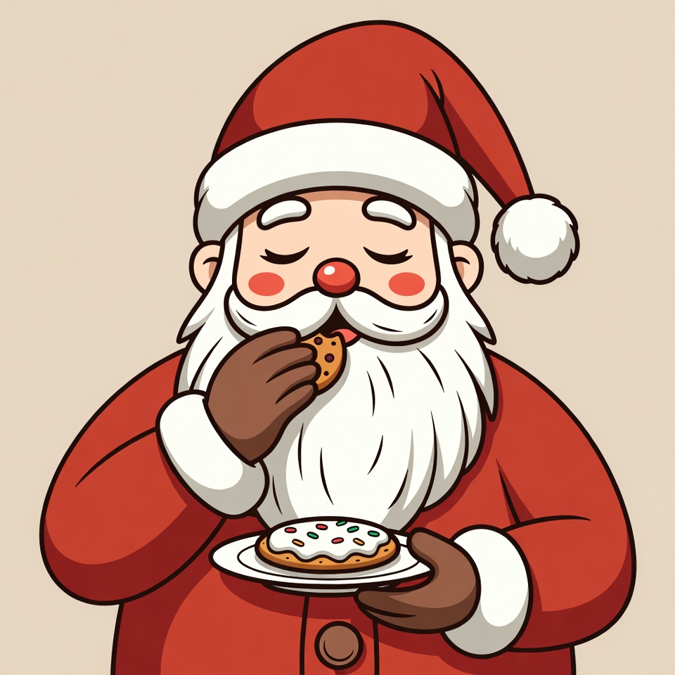 Santa enjoying cookies at christmas Santa enjoying cookies at christmas